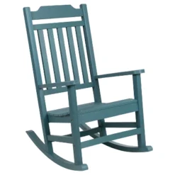 Emma And Oliver All-Weather Rocking Chair In Faux Wood - Patio And Backyard Furniture -Emma And Oliver GUEST 1c52063f 50c5 43b3 af6e 766c591973cb