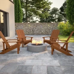 Emma And Oliver 4 Pack Outdoor All-Weather Poly Resin Wood Adirondack Chairs