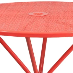 Emma And Oliver Commercial Grade 35.25" RD Indoor-Outdoor Steel Patio Table - Umbrella Hole -Emma And Oliver GUEST 1d609ee6 0d7a 4cb8 bdcf 7df21239bcd3
