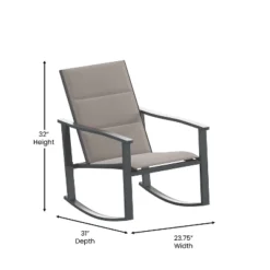 Emma And Oliver 3 Piece Outdoor Rocking Chair Patio Set With Flex Comfort Material And Metal Framed Glass Top Table -Emma And Oliver GUEST 1da32721 a1d5 4b98 acbf 35482e558b2e