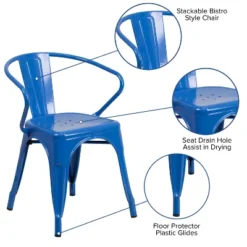 Emma And Oliver Commercial Grade 4 Pack Metal Indoor-Outdoor Chair With Arms -Emma And Oliver GUEST 1e098b87 1283 46e2 801d df5c60903785