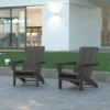 Emma And Oliver Set Of 2 Adirondack Chairs With Cup Holders, Weather Resistant HDPE Adirondack Chairs