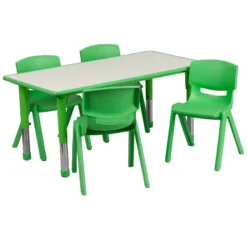 Emma And Oliver 23.625"W X 47.25"L Rectangular Plastic Height Adjustable Activity Table Set With 4 Chairs -Emma And Oliver GUEST 1e970c6c 7142 4809 bdf3 074073536da7