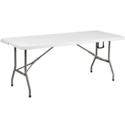 Emma And Oliver 6-Foot Bi-Fold Plastic Banquet And Event Folding Table With Handle -Emma And Oliver GUEST 1eb91e04 2859 40e8 86bb 069d41477fa4