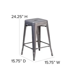 Emma And Oliver 4 Pack 24"H Backless Clear Coated Metal Indoor Counter Height Stool W/ Square Seat 8 Emma And Oliver 4 Pack 24"H Backless Clear Coated Metal Indoor Counter Height Stool W/ Square Seat -Emma And Oliver GUEST 1ec87b2e 5373 49c7 929b 3109da039400