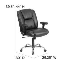 Emma And Oliver 400 Lb. Big & Tall Black LeatherSoft Task Adjustable Arm Ergonomic Office Chair -Emma And Oliver GUEST 1ec88671 1ecb 41b2 b9ba d727b5cd4547