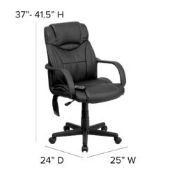 Emma And Oliver Mid-Back Ergonomic Massaging Black LeatherSoft Executive Swivel Office Arm Chair -Emma And Oliver GUEST 1f8bae32 ee9c 48c9 88a1 5e619ef0c8b6