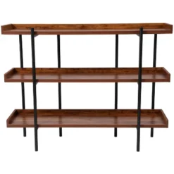 Emma And Oliver 3 Shelf 35"H Storage Display Unit Bookcase In Rustic Wood Grain Finish -Emma And Oliver GUEST 1f9a8d20 1101 428f a247 0ac90442e914