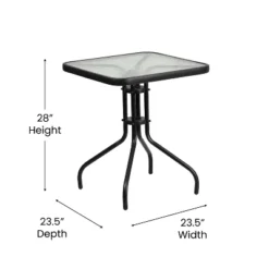 Emma And Oliver Three Piece Patio Table Set With Square Metal Frame Table With Tempered Glass Top And Two Flex Comfort Stacking Chairs -Emma And Oliver GUEST 1fc5f332 a076 45e0 ada3 fbfe7b8556b6