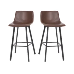 Emma And Oliver Set Of Two 30" Modern Upholstered Barstools, Matte Metal Frames And Plastic Floor Glides -Emma And Oliver GUEST 200edd9a 8c39 4153 bf64 116d380f316d