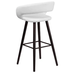 Emma And Oliver 29"H Wood Rounded Open Back Barstool -Emma And Oliver GUEST 20291d66 810c 4c9f b812 4568578616e5