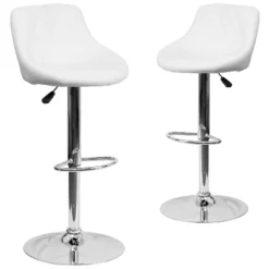 Emma And Oliver 2 Pack Contemporary Vinyl Bucket Seat Adjustable Height Barstool With Diamond Pattern Back And Chrome Base -Emma And Oliver GUEST 205eac48 5a2d 4d6c 82b5 a8961988098b