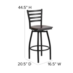 Emma And Oliver Black Ladder Back Swivel Metal Restaurant Dining Barstool -Emma And Oliver GUEST 2068278f 8beb 4e00 b2af 9ff5d8cad118