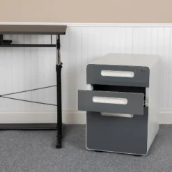 Emma And Oliver Ergonomic 3-Drawer Mobile Locking Filing Cabinet Storage Organizer