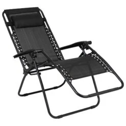 Emma And Oliver 2 Pack Adjustable Mesh Zero Gravity Lounge Chair With Cup Holder Tray - Black -Emma And Oliver GUEST 20a3b2b3 2b46 4900 95fd c59b4e7b22fa