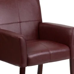 Emma And Oliver Leather Executive Side Reception Chair With Mahogany Legs -Emma And Oliver GUEST 2133aac6 d1ea 4e6a b6fe f216b5d39f09