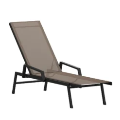 Emma And Oliver Textilene Adjustable 5 Position Patio Chaise Lounge With Armrests And Metal Frame -Emma And Oliver GUEST 214b1b86 85bf 4e8b ae98 d32e4cb2bc9c