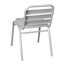 Emma And Oliver Aluminum Commercial Indoor-Outdoor Armless Restaurant Stack Chair With Triple Slat Back -Emma And Oliver GUEST 214b5a28 ecc3 4926 ac27 9f4c60083611