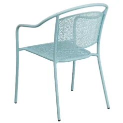 Emma And Oliver Commercial Grade Colorful Metal Patio Arm Chair With Round Back -Emma And Oliver GUEST 215cdb01 6e14 4e4c a3d4 77b967235a9b