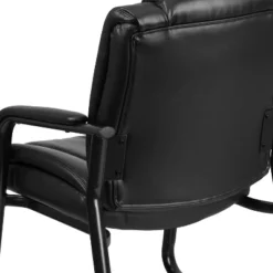 Emma And Oliver 500 Lb. Big & Tall Black LeatherSoft Tufted Side Chair With Sled Base -Emma And Oliver GUEST 21c8e76c 5039 4f07 b150 00425cd00fac