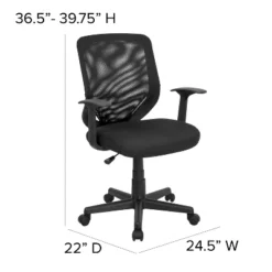 Emma And Oliver Mid-Back Black Mesh Tapered Back Swivel Task Office Chair With T-Arms -Emma And Oliver GUEST 223146ec f628 4cde 9f8d c2334905ae79