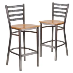 Emma And Oliver 2 Pack Clear Coated Ladder Back Metal Restaurant Barstool -Emma And Oliver GUEST 223d1c51 24a8 448c 9ea6 3c6765e2a2ca