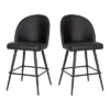 Emma And Oliver Modern Upholstered Dining Stools With Contoured Backs & Powder Coated Steel Legs With Floor Glides - Set Of 2
