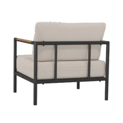 Emma And Oliver Aluminum Frame Patio Chair With Teak Arm Accents And Plush Cushions -Emma And Oliver GUEST 22f8da0a 8637 4018 bffa 2909b55c7f55