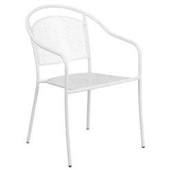 Emma And Oliver Commercial Grade Colorful Metal Patio Arm Chair With Round Back -Emma And Oliver GUEST 2330d12f 4c08 4297 88d8 122d97b688e3