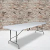 Emma And Oliver 8-Foot Height Adjustable Bi-Fold Granite White Plastic Folding Table With Handle