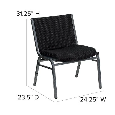 Emma And Oliver Big & Tall 1000 Lb. Rated Black Fabric Stack Chair 2 Emma And Oliver Big & Tall 1000 Lb. Rated Black Fabric Stack Chair - Image 2