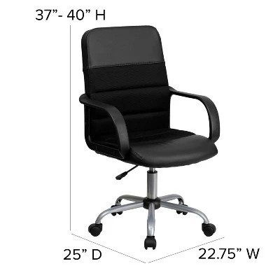 Emma And Oliver Mid-Back Black LeatherSoft And Mesh Swivel Task Office Chair With Arms 3 Emma And Oliver Mid-Back Black LeatherSoft And Mesh Swivel Task Office Chair With Arms - Image 3