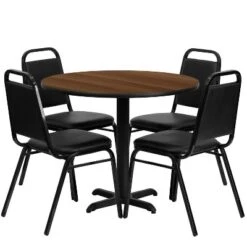 Emma And Oliver 36" Round Laminate X-Base Table Set With 4 Banquet Chairs 8 Emma And Oliver 36" Round Laminate X-Base Table Set With 4 Banquet Chairs -Emma And Oliver GUEST 24215361 f4cd 44a4 af93 2e43c3a77ca9
