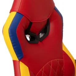 Emma And Oliver Faux Leather Ergonomic Designer Back Gamer Chair With Diamond Stitch, Lumbar Support & Padded Arms In Red, Blue & Yellow -Emma And Oliver GUEST 243f1116 b90e 459b a887 3661ee70cfea