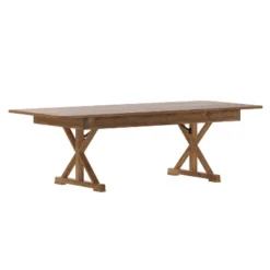 Emma And Oliver 8' X 40" Rectangular Solid Pine Folding Farm Table With Crisscross Legs -Emma And Oliver GUEST 24746d90 402f 429d b21b f20cd59d9cd9