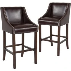 Emma And Oliver 2 Pk. 30" High Transitional Walnut Barstool With Accent Nail Trim 7 Emma And Oliver 2 Pk. 30" High Transitional Walnut Barstool With Accent Nail Trim -Emma And Oliver GUEST 2476208c 865e 40e9 a3e7 930801b3abe2