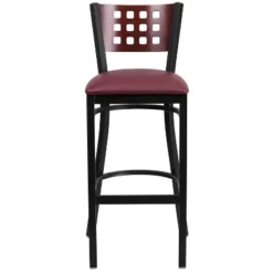 Emma And Oliver Black Decorative Cutout Back Metal Restaurant Dining Barstool -Emma And Oliver GUEST 24ccdfff 1b30 4a5d 9b13 507f9a6c7502