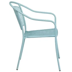 Emma And Oliver Commercial Grade Colorful Metal Patio Arm Chair With Round Back -Emma And Oliver GUEST 2588b90d 4acd 49e5 8076 9948a8126c84