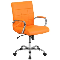 Emma And Oliver Mid-Back Vinyl Executive Swivel Office Chair With Chrome Base And Arms -Emma And Oliver GUEST 2601d0d0 9ac3 4ad4 8608 c7d7140c6807