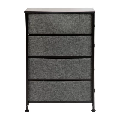 Emma And Oliver 4 Drawer Vertical Slim Storage Dresser-Wood Top & Fabric Pull Drawers 7 Emma And Oliver 4 Drawer Vertical Slim Storage Dresser-Wood Top & Fabric Pull Drawers - Image 7