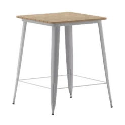 Emma And Oliver Indoor/Outdoor Bar Top Table, 31.5" Square All Weather Poly Resin Top With Steel Base -Emma And Oliver GUEST 26712611 4c5b 4550 a23f 218143df4c43