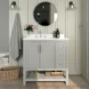 Emma And Oliver Bathroom Vanity, Single Sink Cabinet With 2 Soft Close Doors, Open Shelf And 3 Drawers, Carrara Marble Finish Countertop