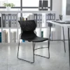 Emma And Oliver Home And Office Black Full Back Stack Chair With Black Frame - Guest Chair