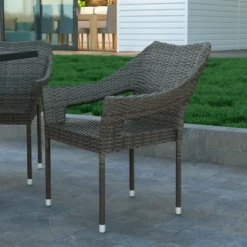 Emma And Oliver All-Weather Indoor/Outdoor Stacking Patio Dining Chairs With Steel Frame And Weather Resistant PE Rattan -Emma And Oliver GUEST 27859a4c 2dee 4ce0 ac78 ff51573b34c4 1