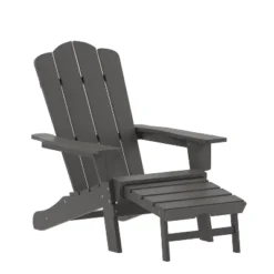 Emma And Oliver Set Of 2 Adirondack Chairs With Cup Holders And Pull Out Ottoman, All-Weather HDPE Indoor/Outdoor Lounge Chairs -Emma And Oliver GUEST 281700c0 ed37 445d 96e5 aad7bcd87c4d