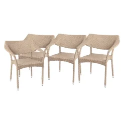 Emma And Oliver Modern All-Weather Patio Dining Chairs With Fade And Weather Resistant PE Rattan And Reinforced Steel Frame -Emma And Oliver GUEST 28409571 f789 4e80 8658 7d70dc64d35d
