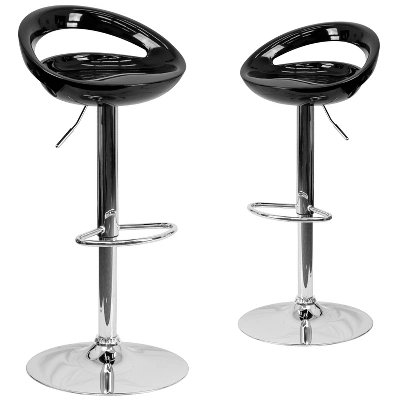 Emma And Oliver 2 Pack Contemporary Plastic Adjustable Height Barstool With Rounded Cutout Back And Chrome Base 15 Emma And Oliver 2 Pack Contemporary Plastic Adjustable Height Barstool With Rounded Cutout Back And Chrome Base - Image 15