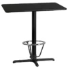 Emma And Oliver 24"x42" Black Laminate Bar Table Top-23.5"x29.5" Base/Foot Ring