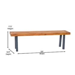 Emma And Oliver Rustic Natural Acacia Wood Bench With Seating For Two, Flared Wooden Legs And Slatted Surface For Indoor And Outdoor Use -Emma And Oliver GUEST 2a520386 8ac7 4ec0 b795 b84bdc2809ba