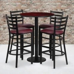 Emma And Oliver 36 Emma And Oliver 30" Round Laminate Table Set With 4 Ladder Back Metal Stools